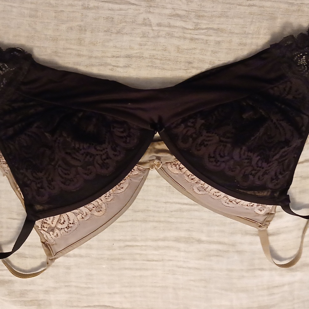 2 Lace Pushup bras Tan is 34C, and Black is 36D